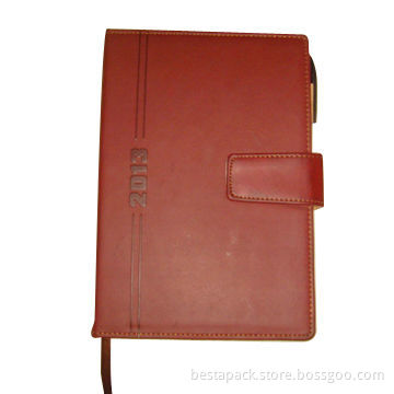 PU Leather Diary with Pen Holder Inside and Magnetic Flap Closure